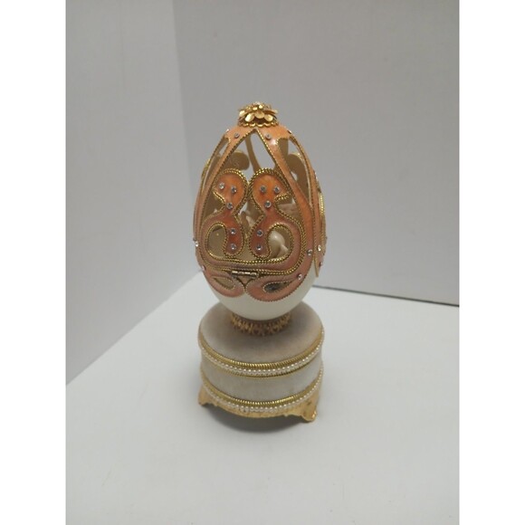 ​Fabergé Style Music Box Kingspoint Unicorn Egg Jeweled Trinket #30518 - Picture 1 of 3